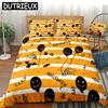 Halloween Bedding Set Yellow Stripe Bat Duvet Cover Set Balloon Bets Set Cartoon Home Textiles Microfiber For Kids Boys Girls