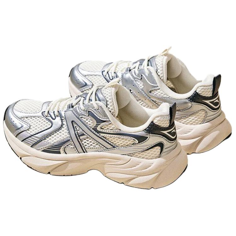 New Anta Shock Absorbers Slip Resistant Breathable Low Top Casual Shoes Women's Ivory White Silver Charcoal Gray 122538896-4