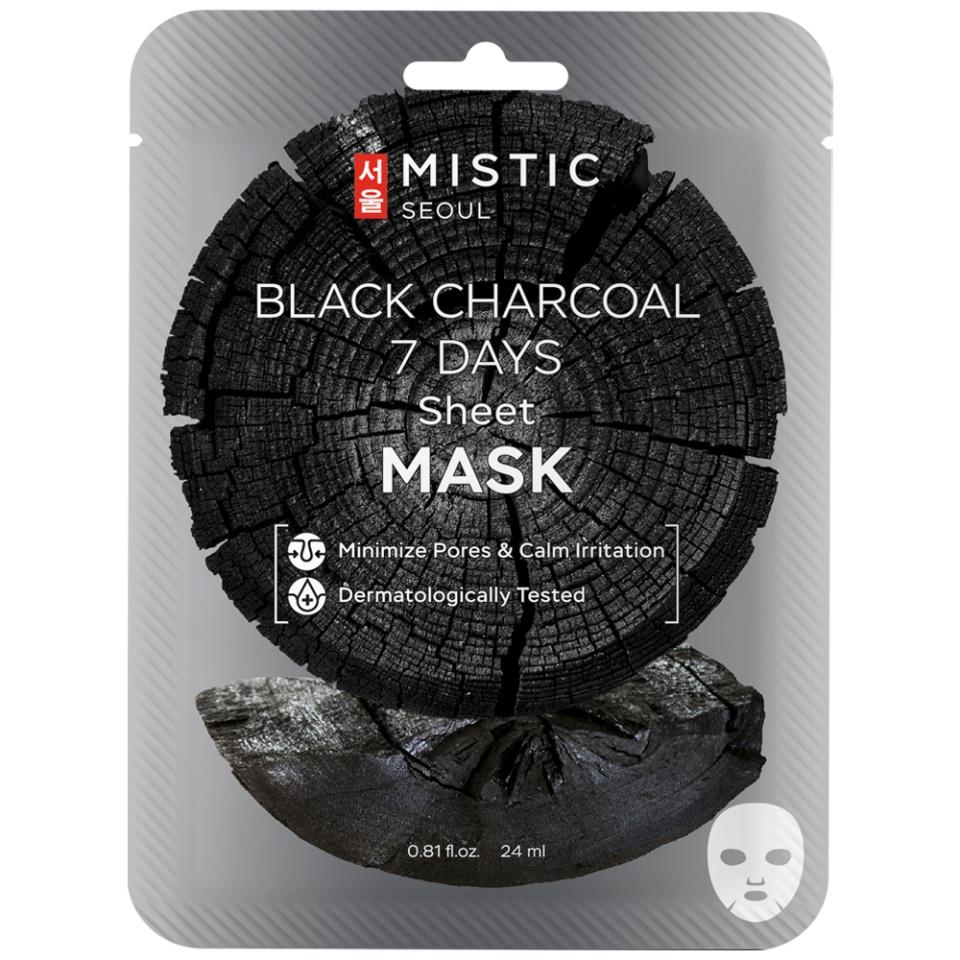 

MISTIC BLACK CHARCOAL 7 DAYS Sheet mask Тканевая маска для лица с древесным углём 24мл