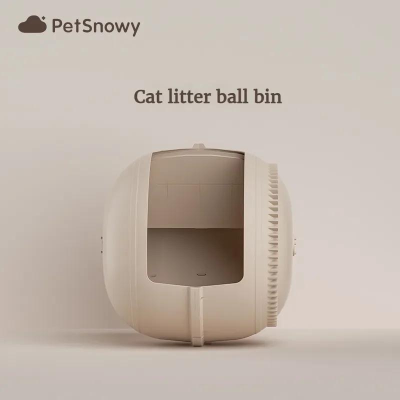 PetSnowy Gatto Cassetta Igienica/Tappetino/Rete Filtrante/Striscia di Gomma/Caricabatterie/Lettiera per Gatti Set Completo di Accessori Gabinetti Scomparto a Sfera