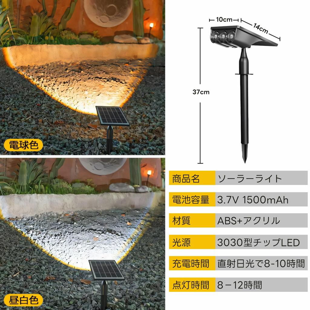 Solar Outdoor Garden 3 Switchable Between Warm White and Neutral Security and Disaster IP55 Ideal for and Parking Set of 2 Lights, Lights,
