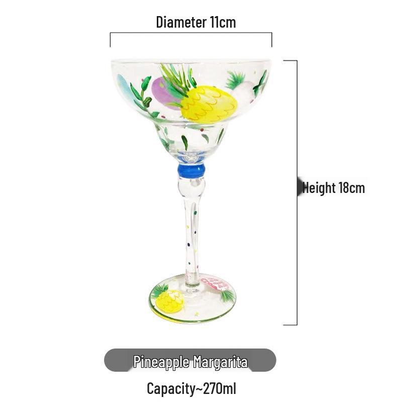 Hand-Painted High-Stem Margarita Glass for Cocktails