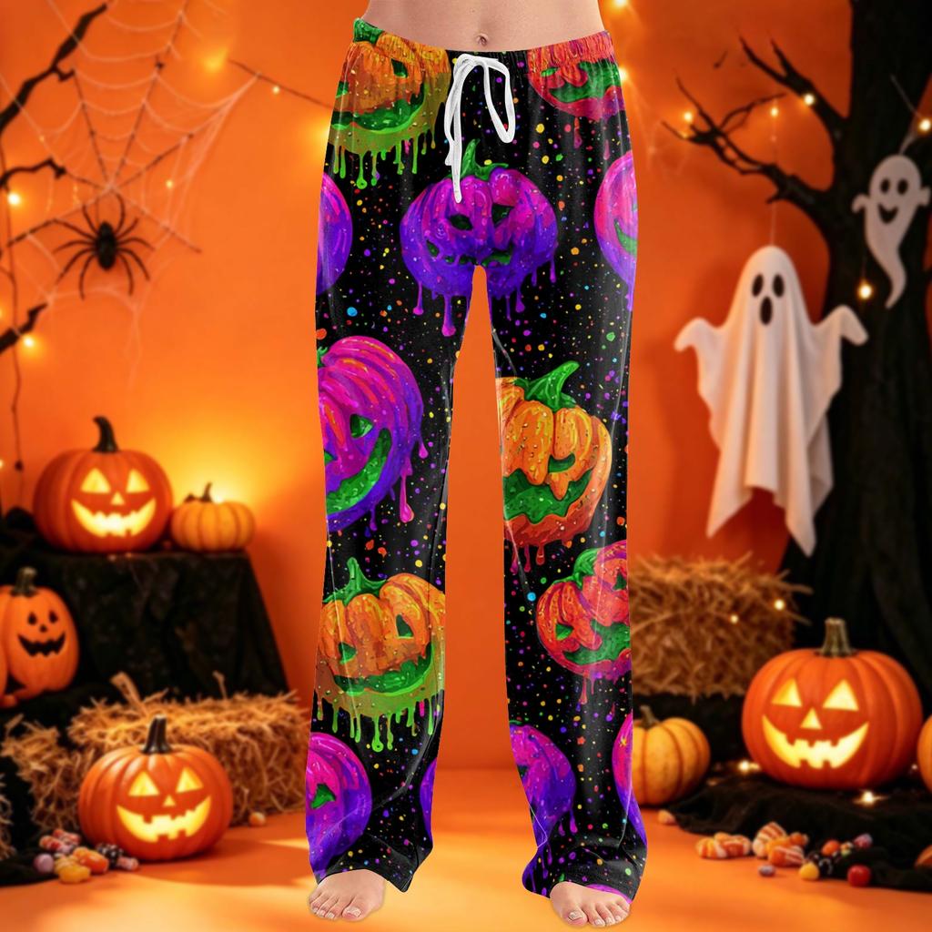 Women's Pajama Pants with Drawstring Halloween Print Relaxed Fit for Casual