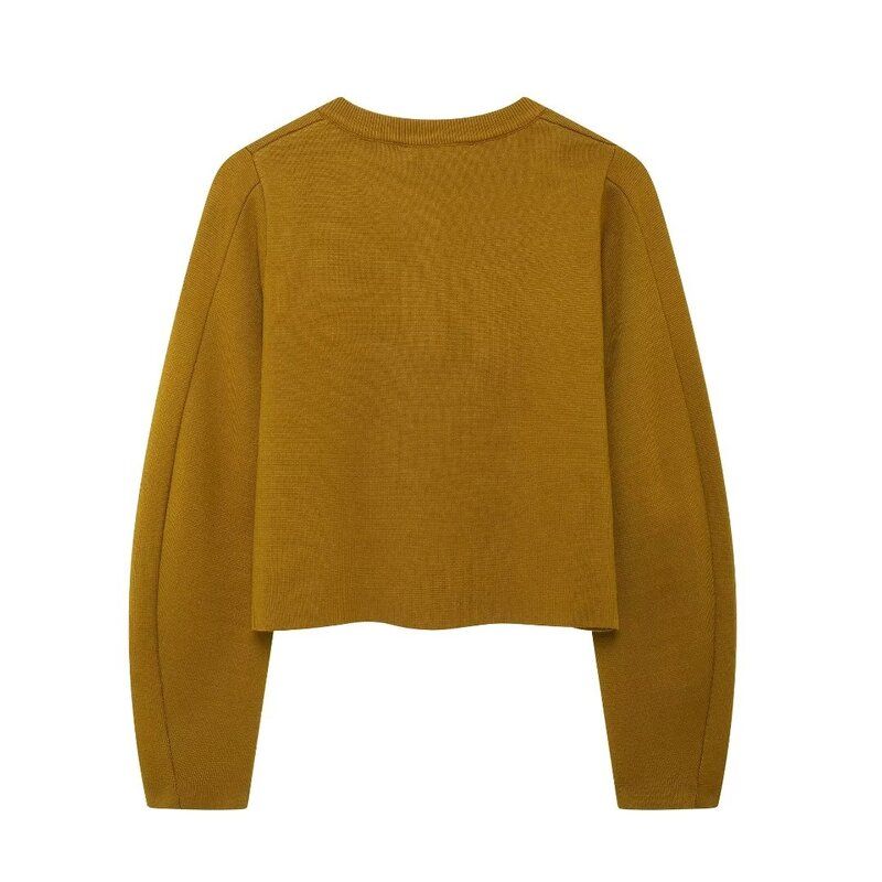 Fashion Style 2024 Fall and Winter New Women's Clothing Minimalist Easiest for Match Round Neck Long Sleeves Casual Knitting Outwear 3920156