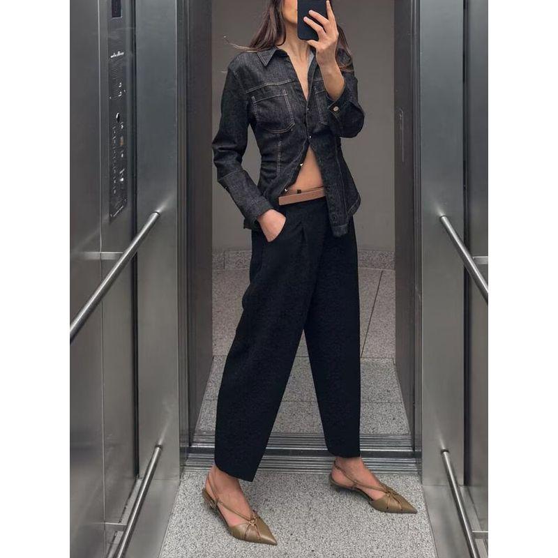 Za2025 Spring New Women's Clothing Easiest for Match Thin and Comfortable with Belt High Waist and Ankle Elegant Pleated Pants 9929022