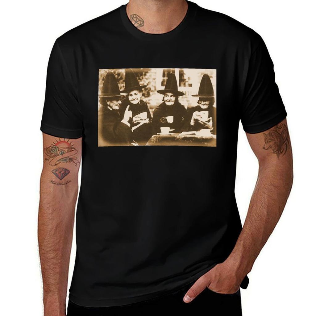 Witches Tea Party Sepia Tshirt Fashion Graphic Tee For Unisex