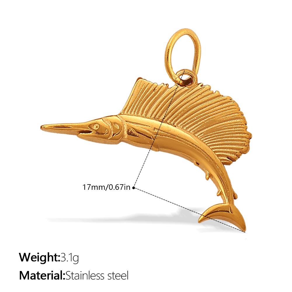 18k Gold-Plated European & American Ocean Series Sea Fish Charms for DIY Necklaces & Bracelets