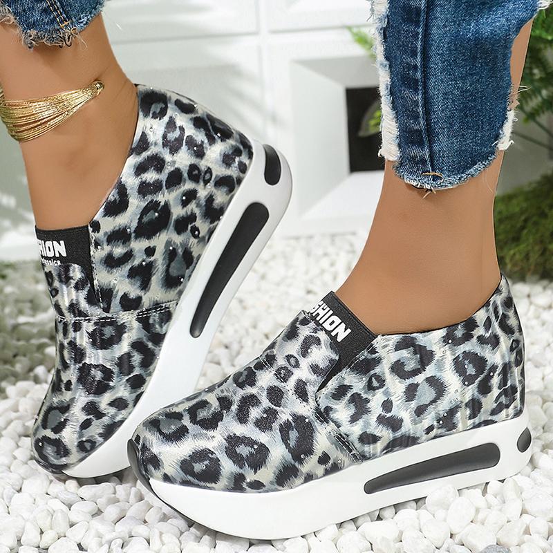 Fashion Autumn Winter Leopard Platform Sneakers Women Letter Print Slip On Sports Shoes for Woman Non Slip Wear Resistant Shoes Female