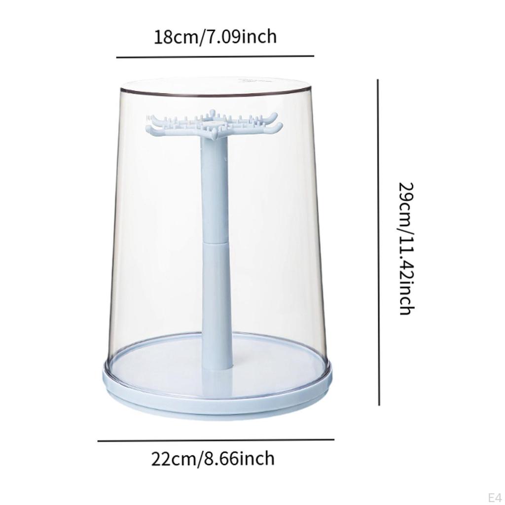 Figure Display Case Stand 360° Rotatable Countertop Versatile Necklace Hanger Doll Storage