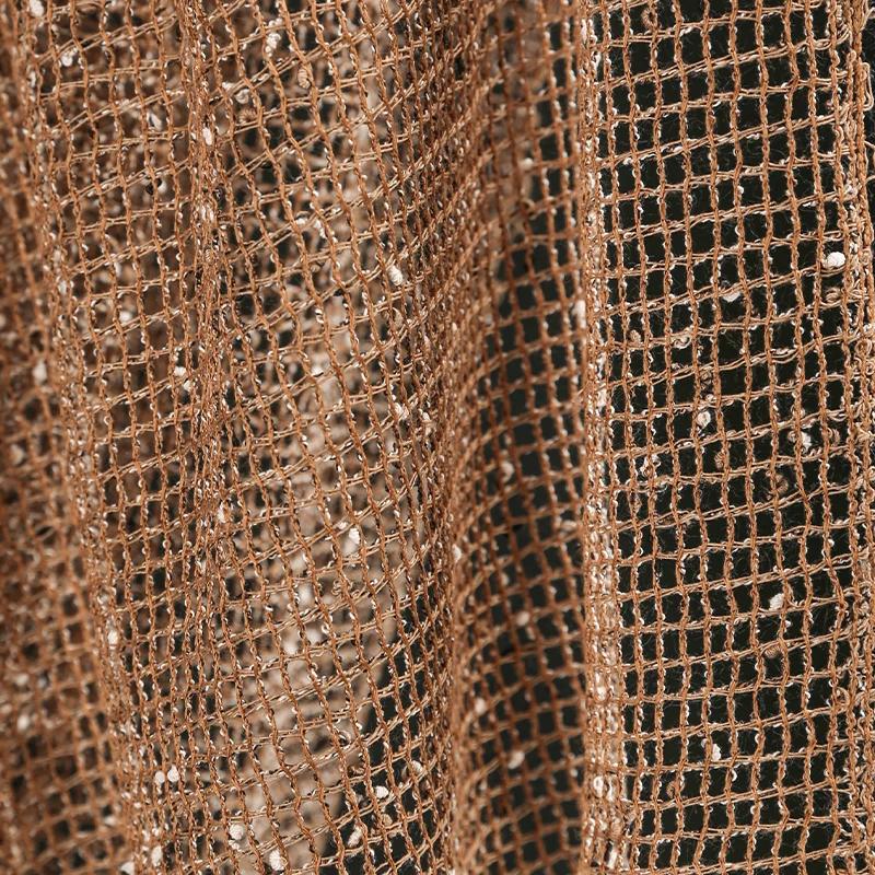 

140X50Cm Brown Caramel Texture Mesh Fabric Reconstructed Fish Mesh Hollow Out See Through Yarn Dress Clothing Designer Fabric 140X50cm