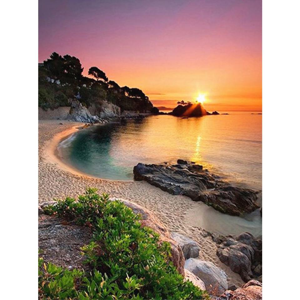 5D DIY Coastal Landscape Diamond Painting Rhinestone Picture Full Diamond Embroidery Gift Mosaic Decoration Cross Stitch Kit