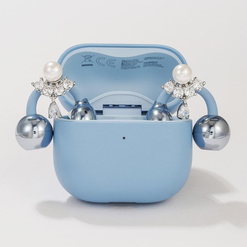 Elegant Pearls Waterdrops Shaped Ear Clip Attachment For FreeClip 1 2 Earbuds Enhancer Coppers Zircons Embellishment