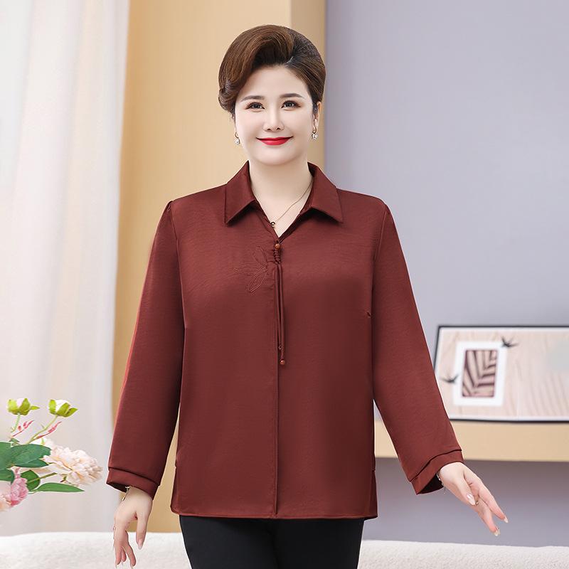 Plus Size Autumn Top for Moms & Grandmothers - Chinese Style