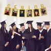 Senior Photo Banner Congrats Grad Paper Photo Frame High School College Graduation Bunting Decorations Congrats Senior Picture Banner Gold Glitter