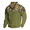 Men's Pattern Pullover Button Sweatshirt Long Sleeve Western Casual Top