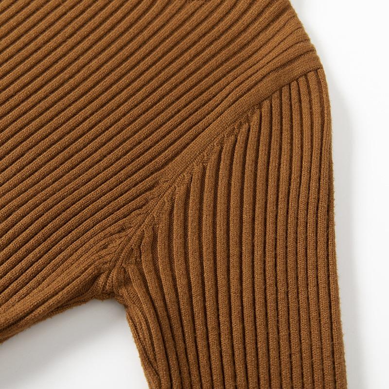 Autumn and Winter Women's Dress Knitted Long-sleeved Solid Color Slim Bottoming Dress Inside The Fashion A-line Skirt
