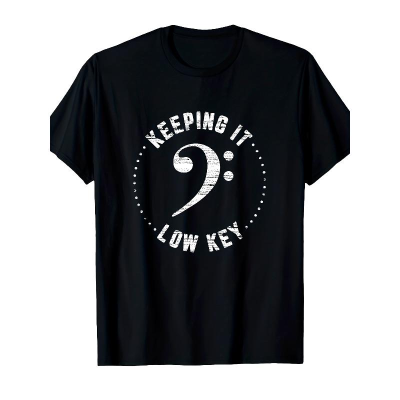 

European sizes Men s Bass Clef Music Humor T-Shirt Retro Music Note Graphic Tee, Breathable Casual Shirt for Men Casual Attire Regular Fit 4XL чорний