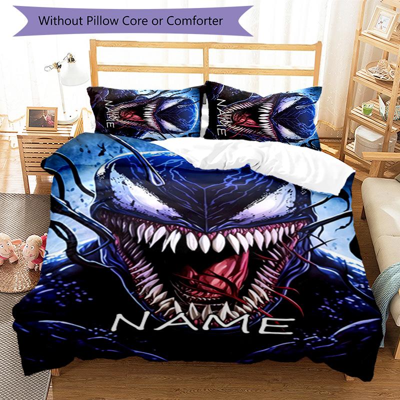 3pcs Venom3 Cover Set - Personalized Name, HD Printed Bedding with 1 Cover and 2 Pillowcases - Perfect for Home Decor, Easy Care