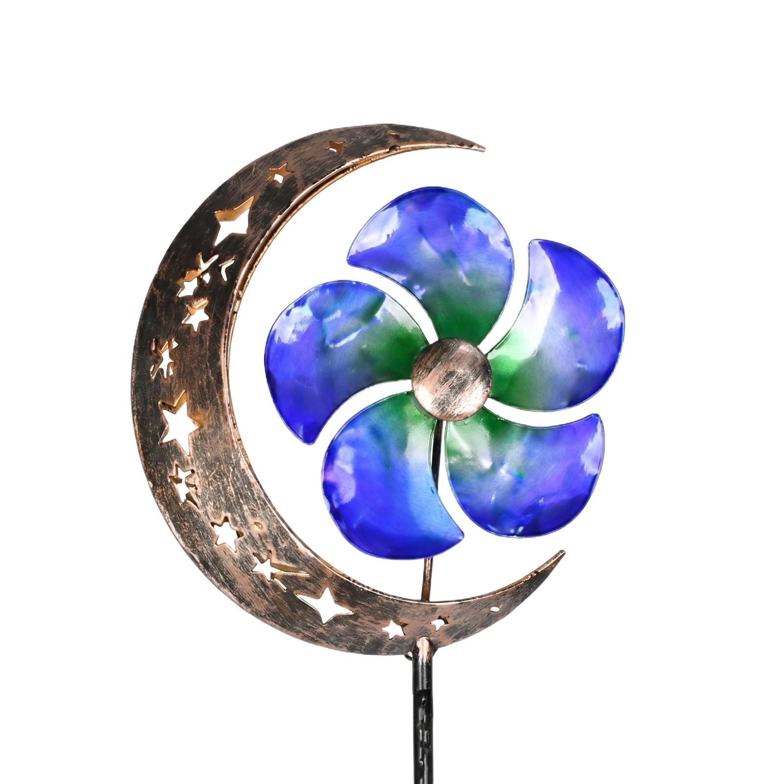 

Solar Powered Moon and Pinwheel Garden Stake Light with Metal Construction and Decorative Cutout Design for Outdoor Yard Pathway Lawn Landscape One Size синий
