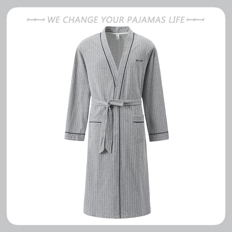 Men's Arctic Velvet Long-Sleeved Cotton Bathrobe - Spring & Autumn Style, Mid-Length, Plus Size, Youth Homewear