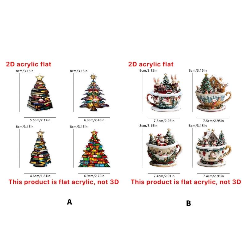 Pack of 4 Shatterproof Christmas Tree Ornaments with Hanging Cord for Indoor Outdoor Holiday Decorations