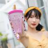 Leuke watermeloen ijswaterfles met rietje, lekvrije plastic drinkbeker