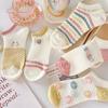 10 Pairs of Female Spring and Summer Thin Lovely Smiling Face Cartoon Color Shallow Mouth Short Tube Cotton Socks