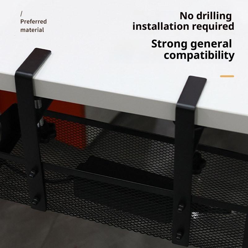 Under Desk Cable Management Tray No Drill Easy Clean Metal Cable Organizer for Home Office Small Business Desk Wire Storage