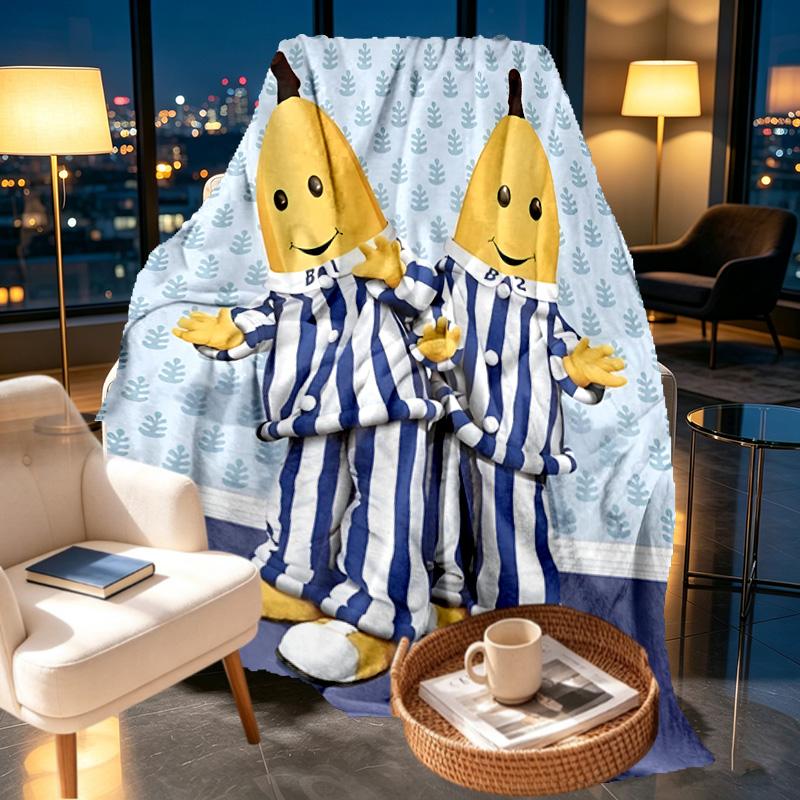 Bananas in Pyjamas Print Blanket - Soft & Comfortable, for Bedroom, Travel, Sofa, Home Decoration - Birthday Christmas Gift for Friend