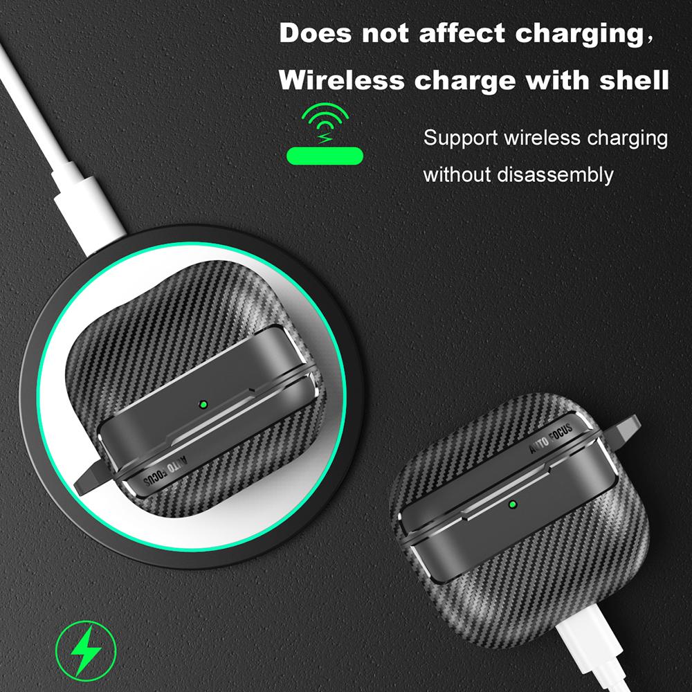 KEYSION Ütésálló tok AirPods 4-hez szénszálas textúra puha TPU szilikon Bluetooth fülhallgató fedél AirPods 4th-hez