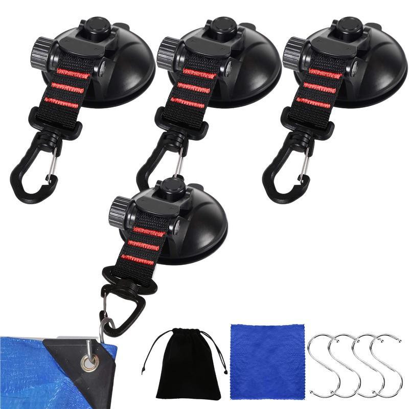 Heavy Duty Suction Cups 4pcs Heavy Duty 360 Rotatable Tarp Suction Cups Strong Load-Bearing Multi-Purpose Camping Tarp Accessory