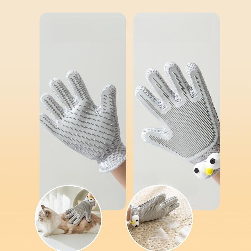 Silicone Fabric Cat Massager Grooming Glove Dog Shedding Hair Brush Pet Bath Cleaning Supplies Comb Double Sided Gloves Pet Application Hair Remover