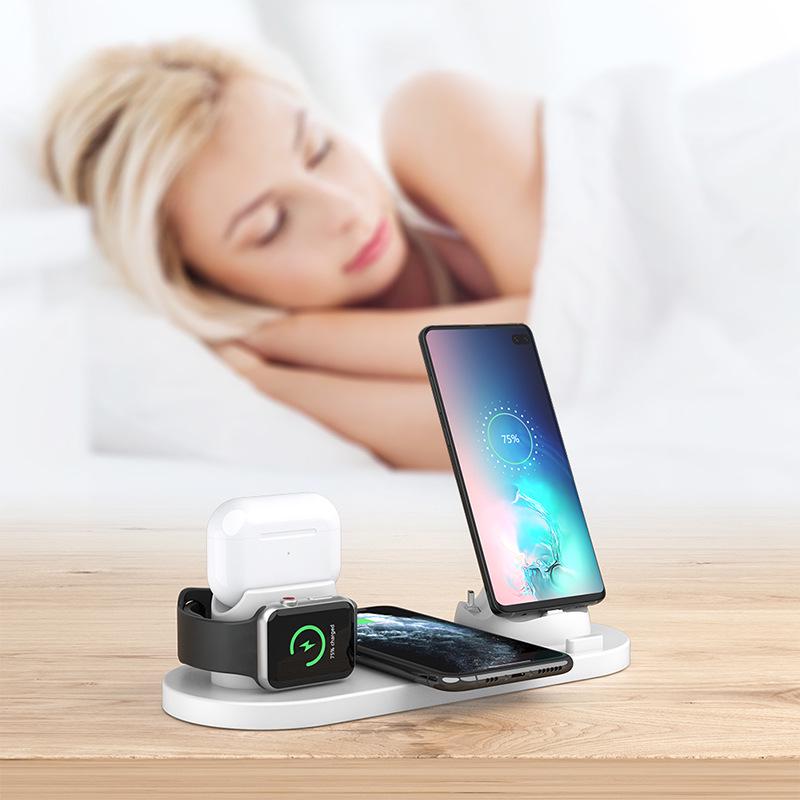 Wow Six-in-One Wireless Charger for Apple Devices: Mobile Phone, Watch, and Earphone Compatible.