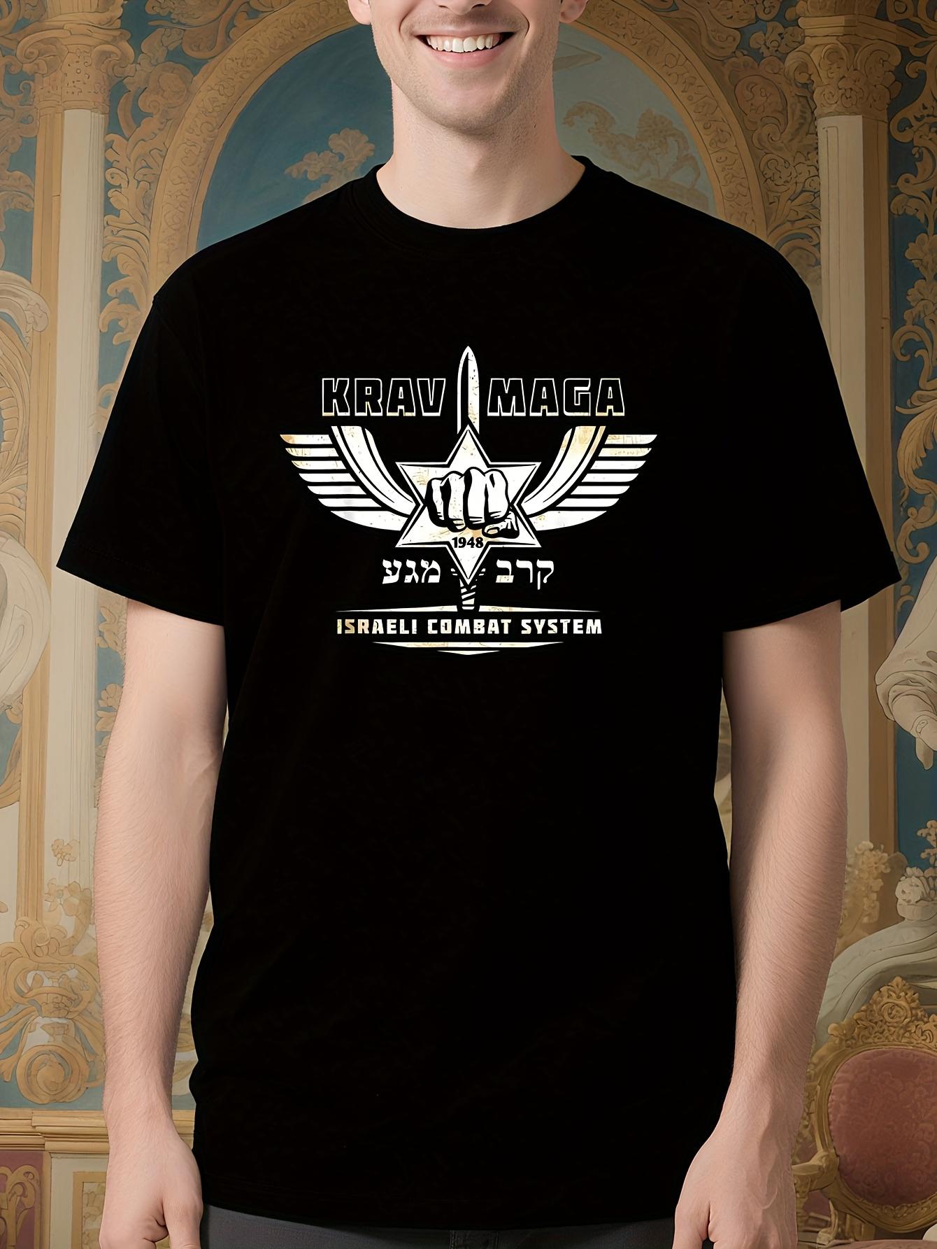 Hebrew Krav Maga Martial Arts Tshirt - Black with White S... XXXXL