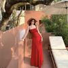 Christmas Red Suspender Dress Women's Tube Top Design Sense Niche Beautiful Light Luxury High-end Long Dress