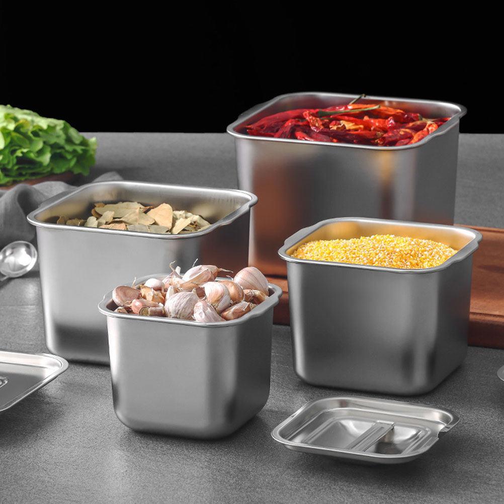 Stainless Steel Spice Box Multi Functional Condiment Container for Kitchen Seasoning Storage Jar with Handle Design