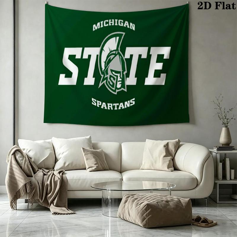 Michigan State Spartans football Wall Tapestry Aesthetic Wall Hanging Printed Fabric Blanket Decorative Tapestries for Bedroom Living Room Home Decor