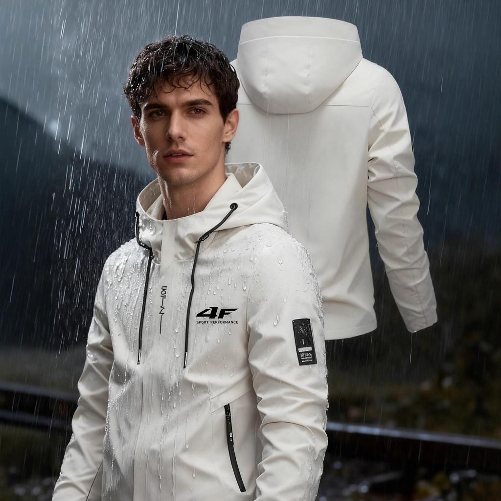 Vår- och höstjackor för män med huva, vattentät vindjacka, utomhus, lös, andningsbar, vardaglig topp, utomhusjacka, tunn jacka