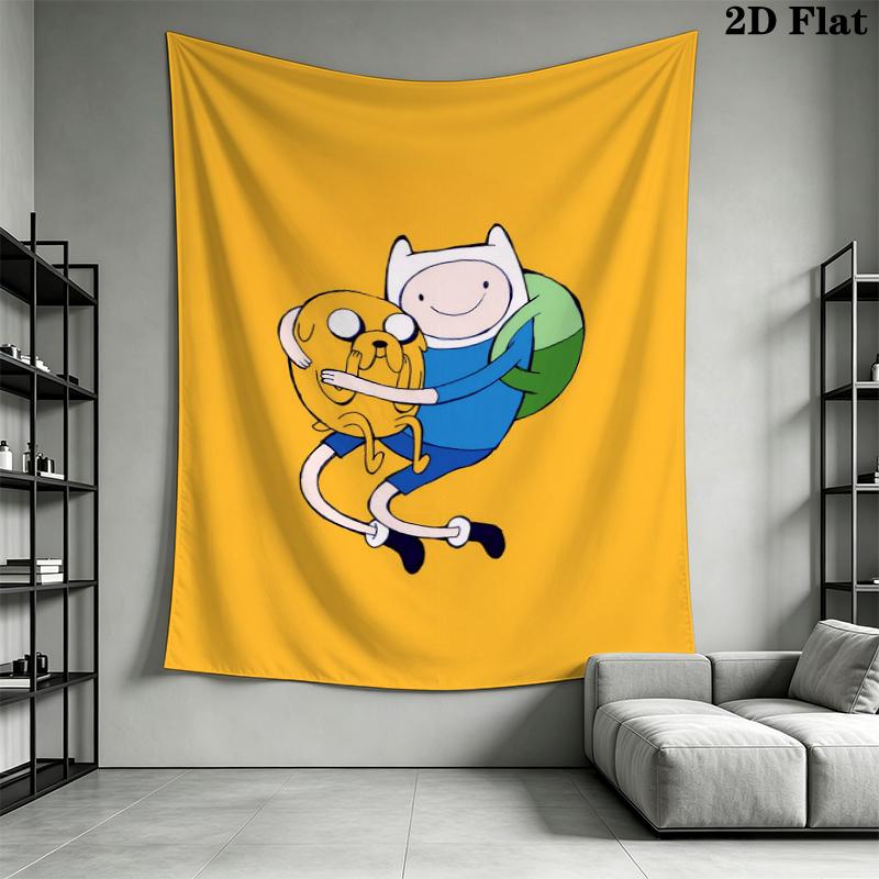Adventure Time Anime Wall Tapestry Aesthetic Wall Hanging Printed Fabric Blanket Decorative Tapestries for Bedroom Living Room Home Decor