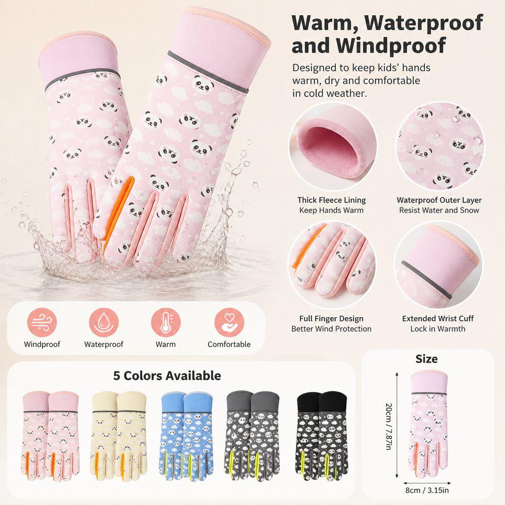 Panda Print Children Gloves Warm Cycling Gloves New Kids Winter Gloves Cold Weather Wear