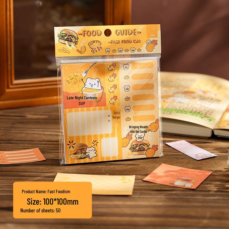 Mu Ran Vintage Food Illustration Sticky Notes - Creative Stationery for Students and Journaling