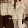 Women's Cloud Cotton Three-Piece Pajama Set - Spring/Summer Short-Sleeve Lapel Cardigan, Sweet Forest Girl Homewear Style