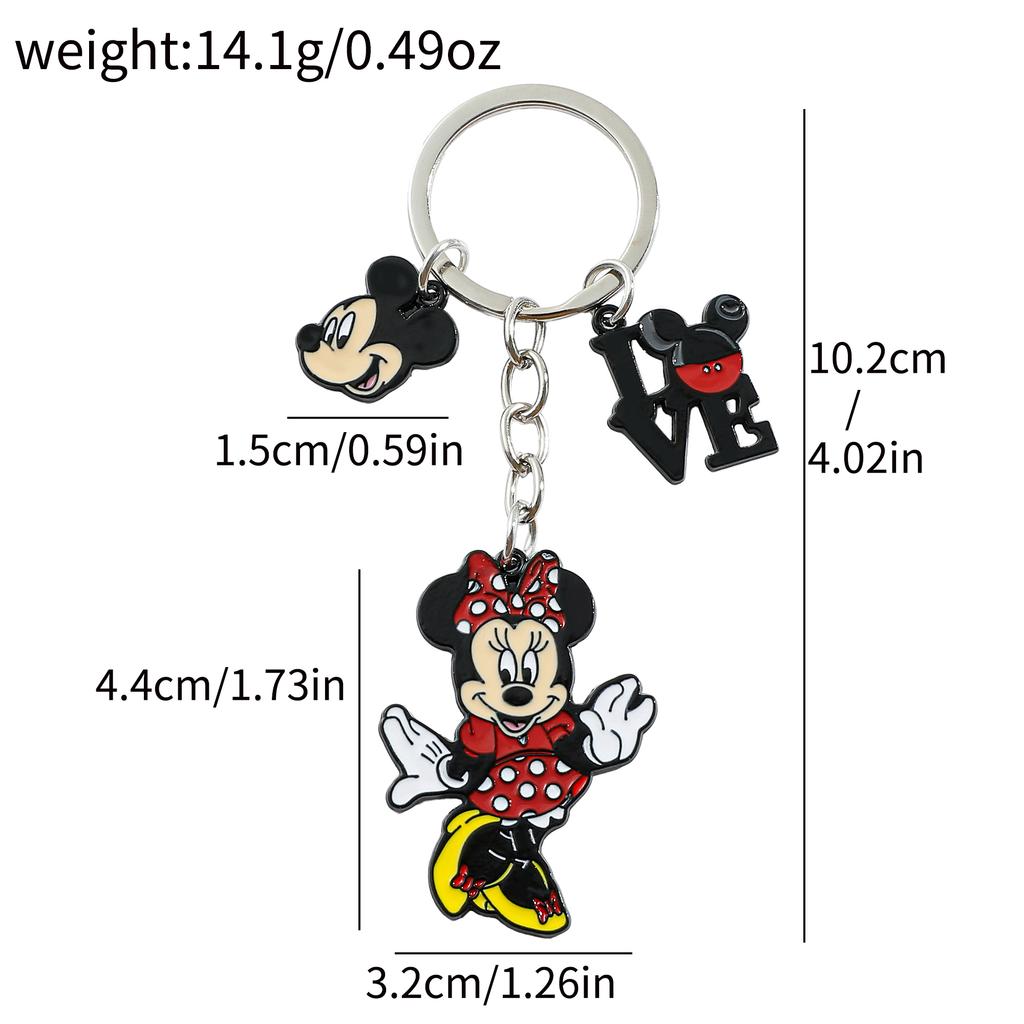 Cute Minnie Mouse Heart Pendant Keychain Mickey LOVE Valentine's Day Gift Travel Backpack Accessory