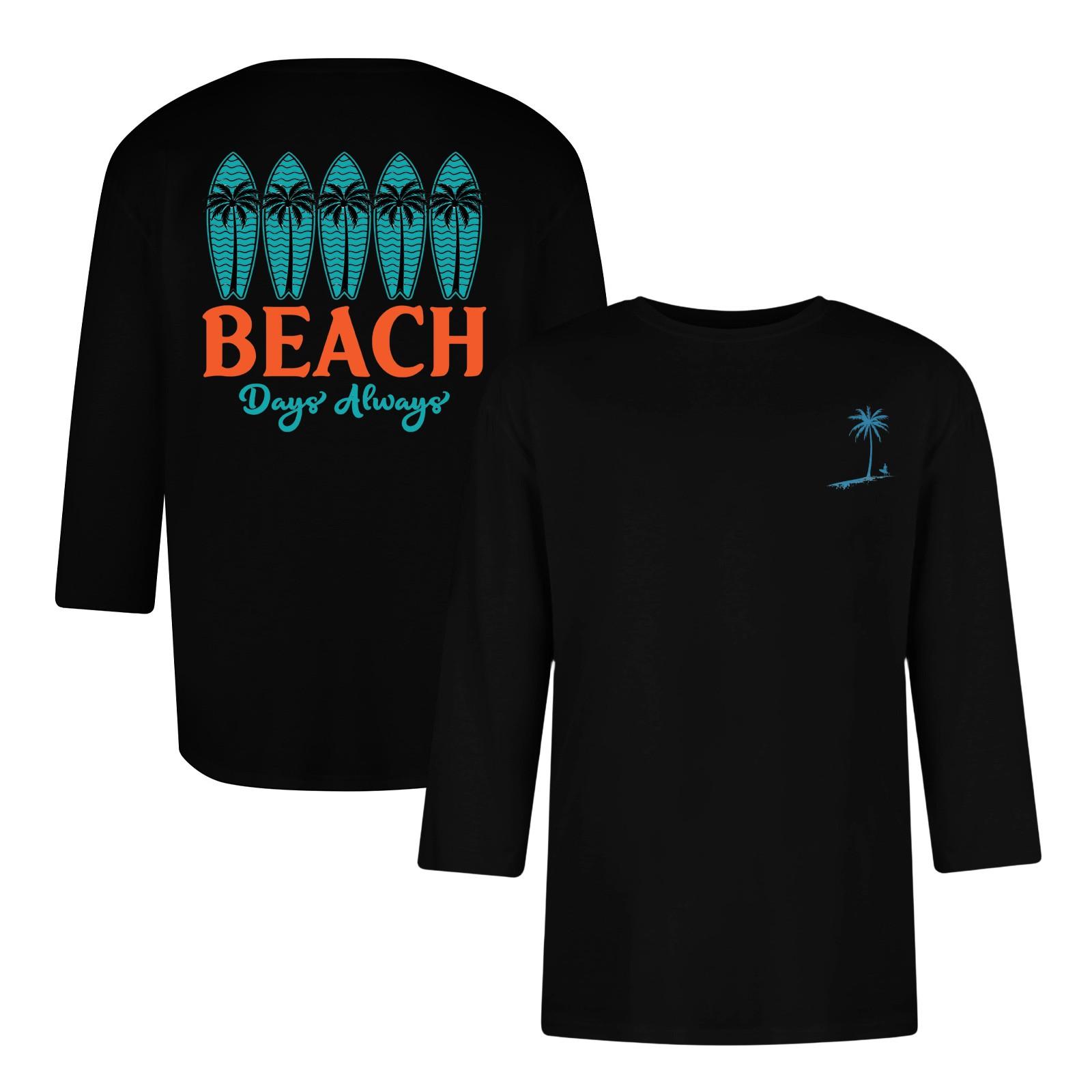 

Мужская повседневная и модная футболка с принтованным воротником и рукавами три четверти L чёрный