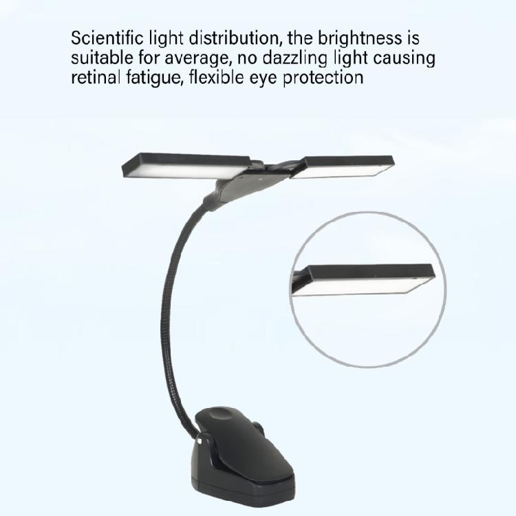 Flexibles LED Klemmleselicht LED Notenpultleuchte Lampe mit 2 Lampen