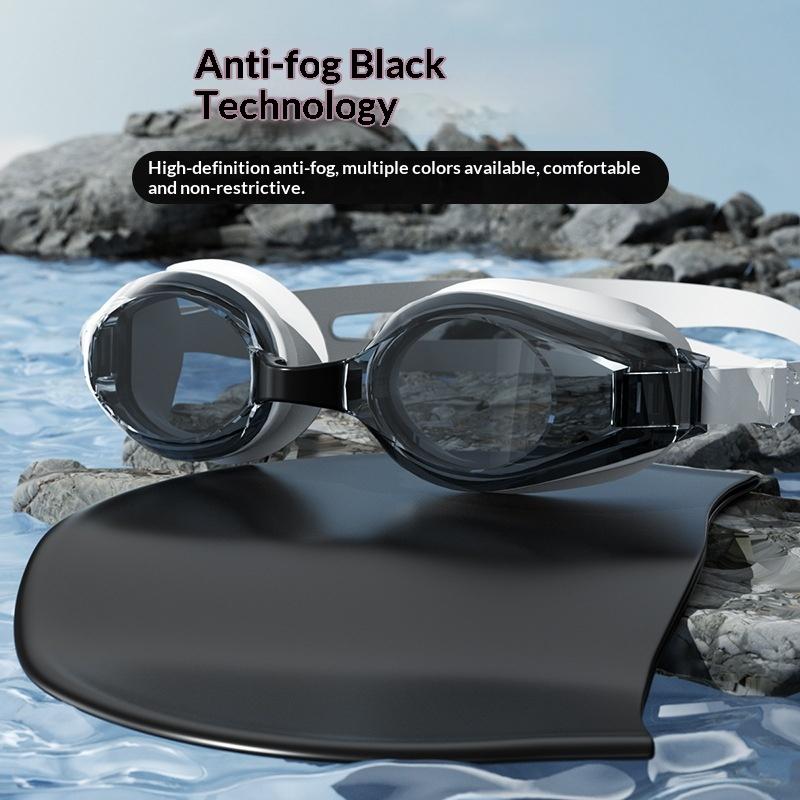 Beschlagfreie UV-Schutz-Schwimmbrille mit Silikon-Badekappe Set für Erwachsene Wassersport