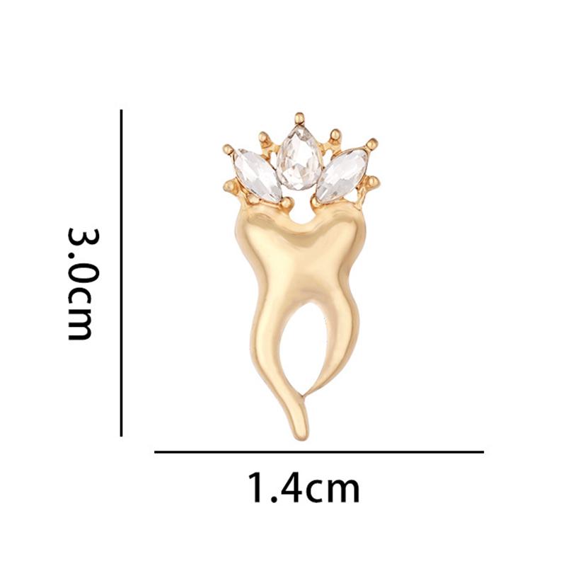 Delicate Teeth Brooch Diamond Inlay Crown Teeth Ornament Metal Badge Cute Pin