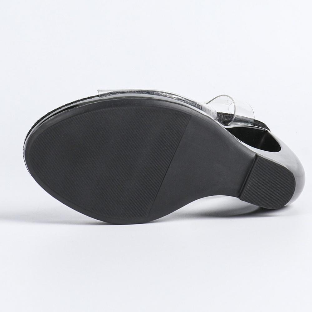 Women's Thick Heel Sandals - Transparent One-Strap Slip-On High Heels Crystal Heel, Outdoor-Wear Open-Toe Sandals LFD-907188-1