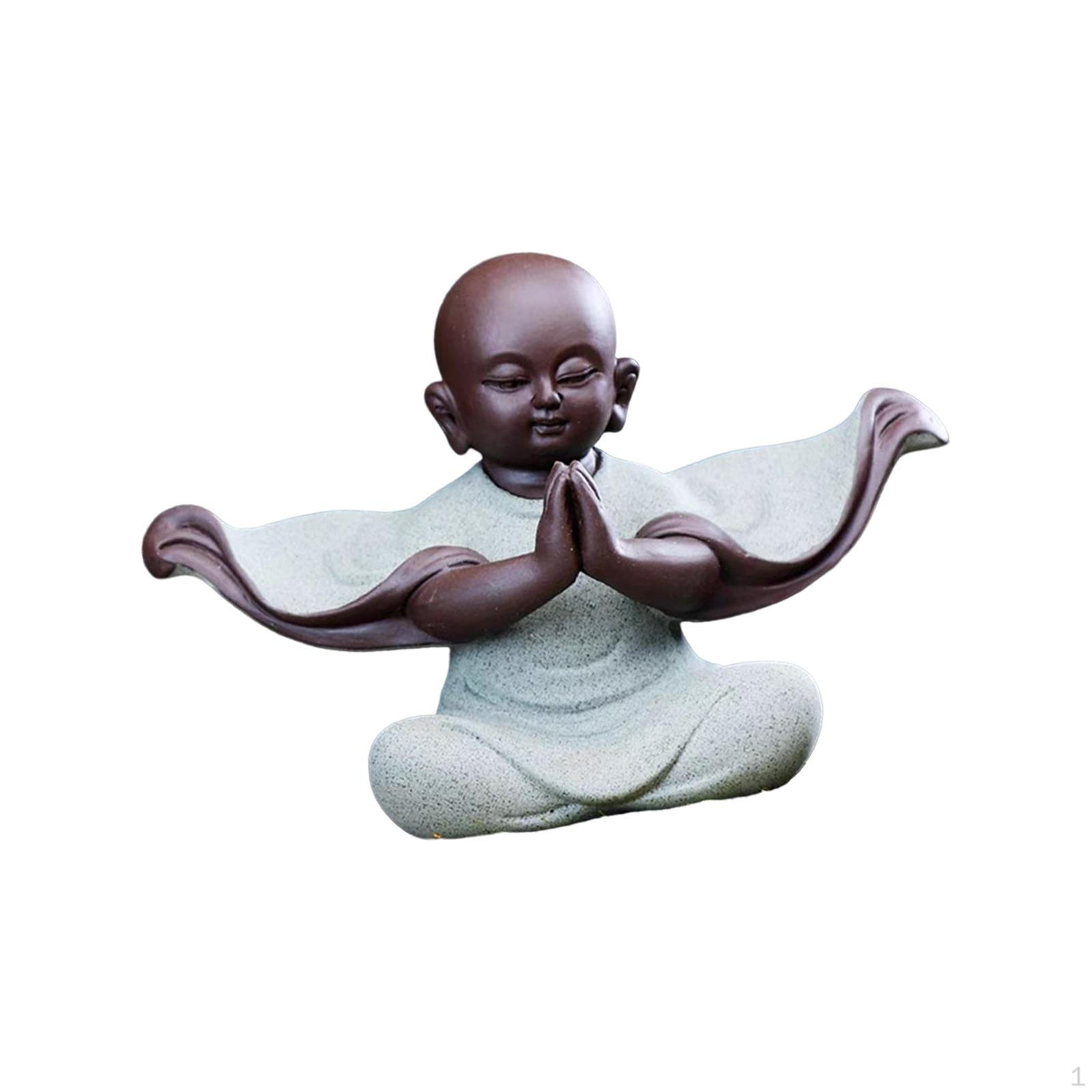 

Buddhist Figurine Ceramic Monk Statue for Home And Office Decor Green
