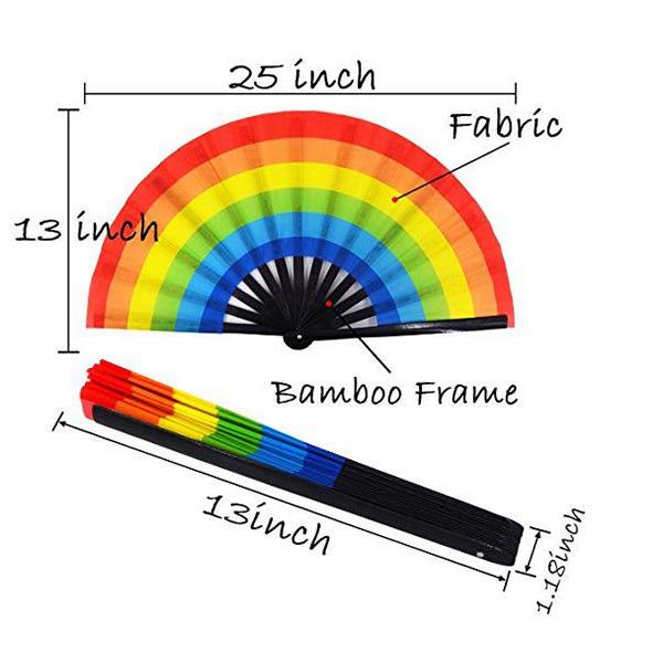 33cm Reflective Fan 13-inch Kung Fu Fan Rainbow Reflective Fabric Fan Large Bamboo-framed Fan